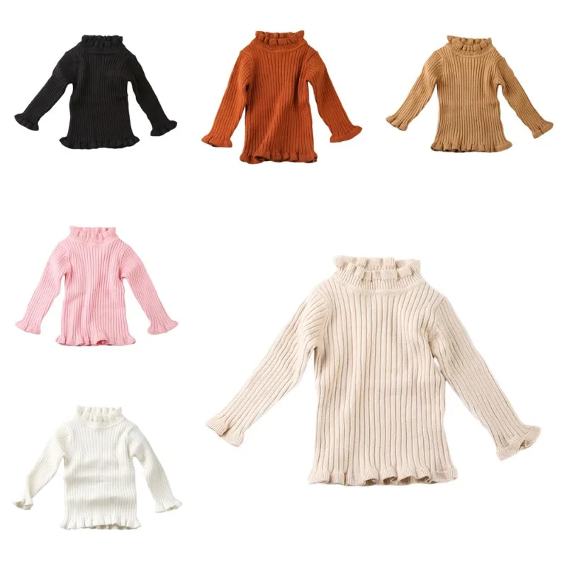 Свитер для девочек зимний теплый свитер с высоким воротником мягкий детский