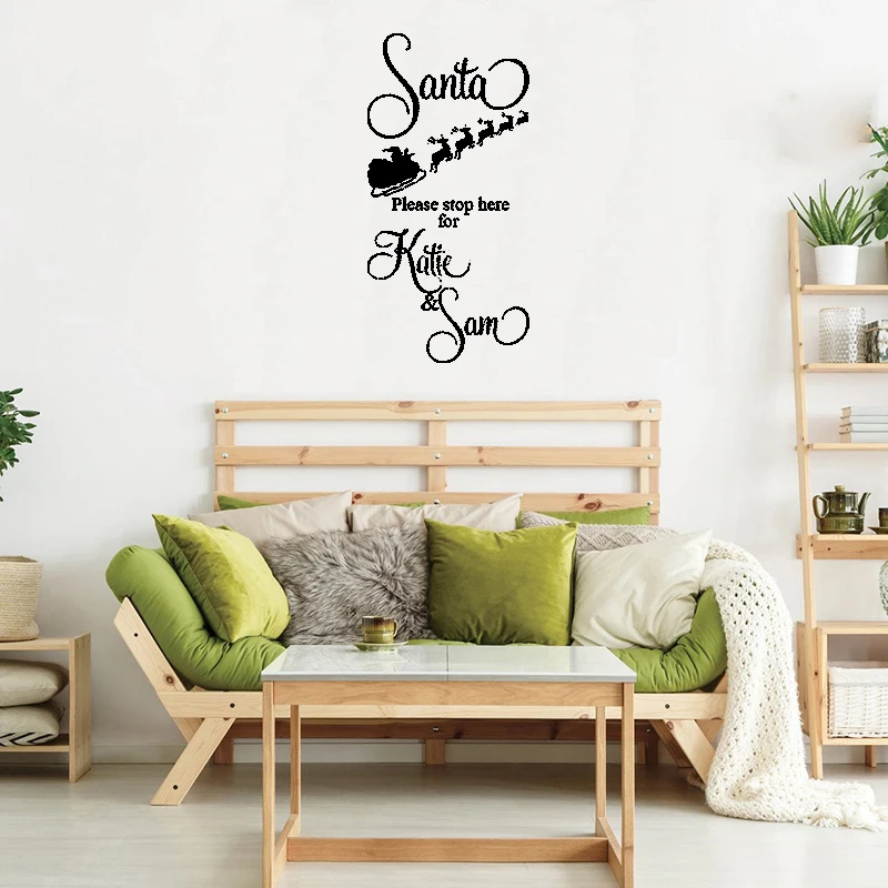 

Childrens Santa Stop Here Christmas Wall Sticker Merry Christmas Wall Decal Home Decor For Living room Vinyl CH346