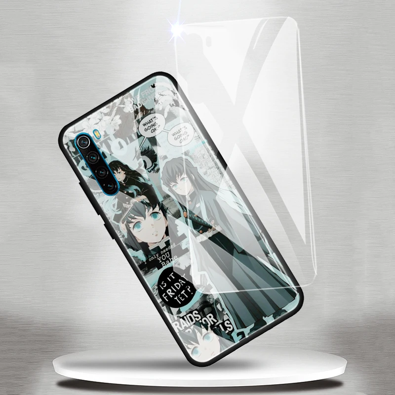 

Phone Case for Xiaomi Redmi Note 9S 8T 7 8 Pro 9 10X 9A 9C 9i 8A K20 K30 Pro Glass Cover Shell Anime Demon Slayer