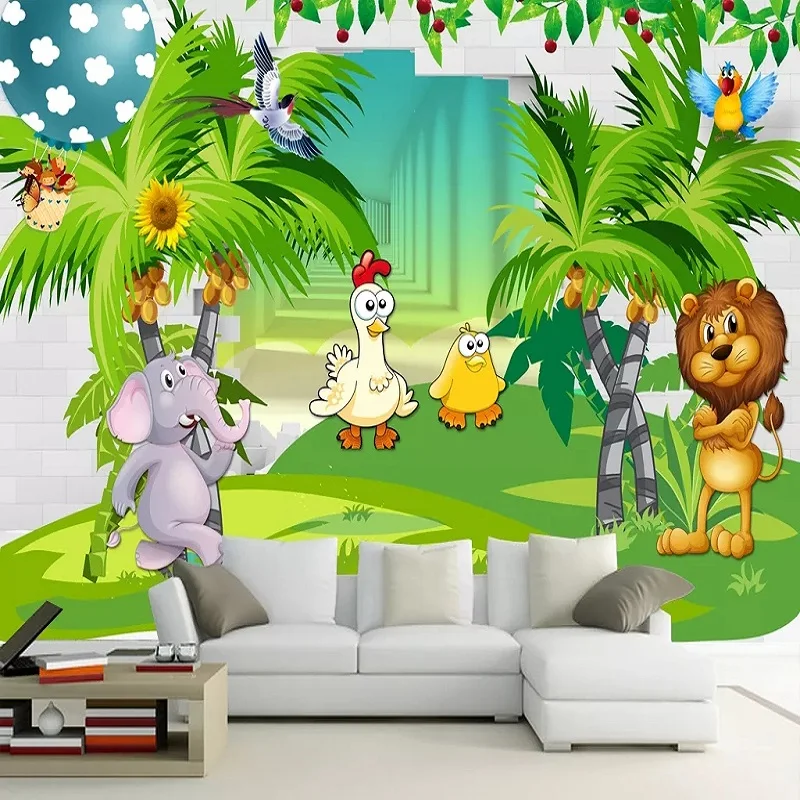 

New Custom large mural 3D wallpaper cartoon lion Nordic modern animal children's room mural TV back wall decor deep 5D embossed
