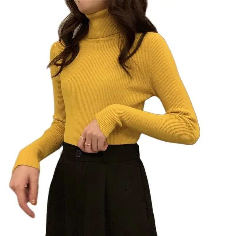 2023Spring And Autumn New Korean Style Slim High-neck Long-sleeved Solid Color Bottoming Shirt Thin Women's Inner Sweater enlarge