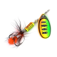 ftk metal fishing lure spinner bait 7 5g 12g 17 5g hard spoon bass lures with feather treble hooks for pike fishing