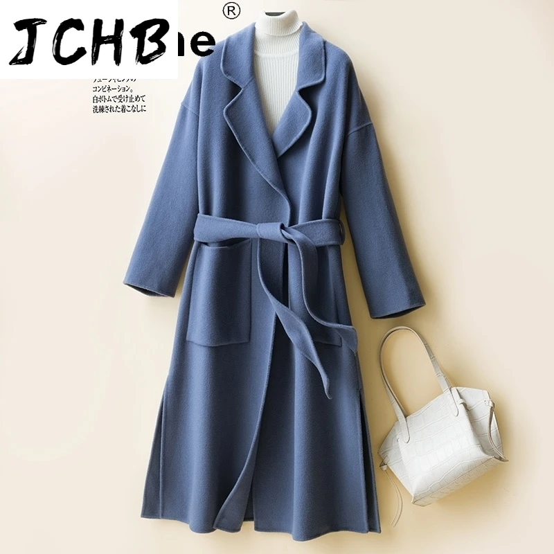 

SHZQJCHB winter 2021 women's coats and jackets women 100%wool jacket especially female double-faced cashmere coat abrigos TN1555