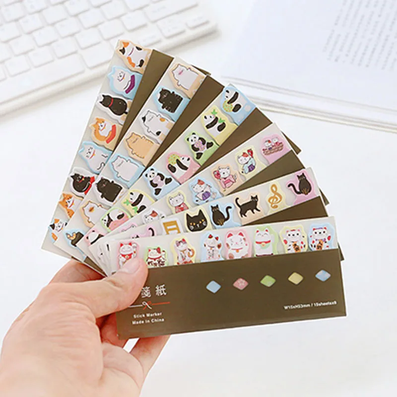 Милый Кот блокнот закладки креативные N Times животные бумажные наклейки Kawaii Липкие