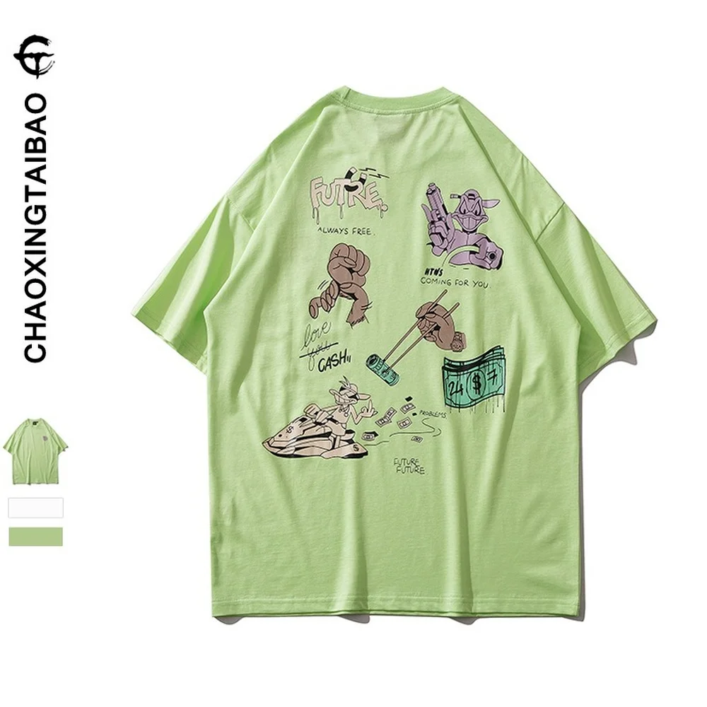 

Футболка мужская оверсайз с забавным принтом, Повседневная Свободная рубашка с коротким рукавом, Топ в стиле хип-хоп для пар, одежда в стиле ...