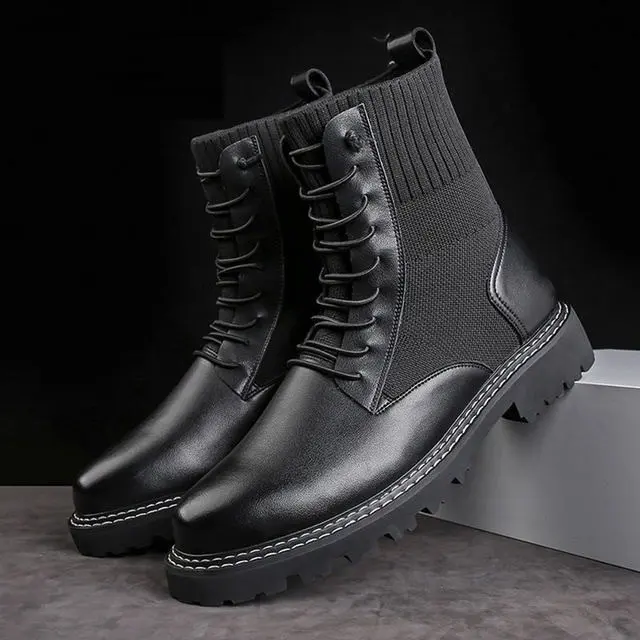 

ERRFC New Arrival Trend Men Black Mid Calf Boots Fashion Winter British Luxury Man Short Boots Work Safety Botas Size 38-44 Warm