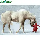 Картина AZQSD по номерам лошадь девушка ручная краска набор холст Diy картина маслом по номерам животное зимнее Искусство украшение дома подарок