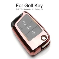 6 colors tpu car key cover case for vw golf 4 5 6 7 gti mk7 mk6 plus polo 6 r passat t5 eos caddy key chain ring shell styling