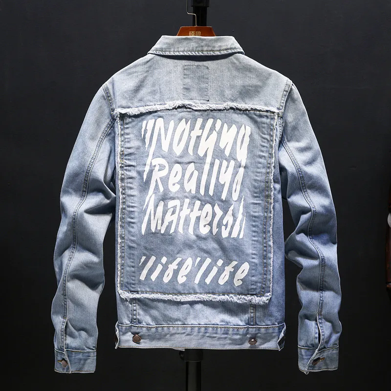 KIMSERE Мужская Мода с принтом букв джинсовая куртка водителя грузовика Марка NEW fashion