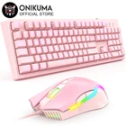 Проводная игровая клавиатура и мышь ONIKUMA G25, розовая, CW905, 6400 DPI