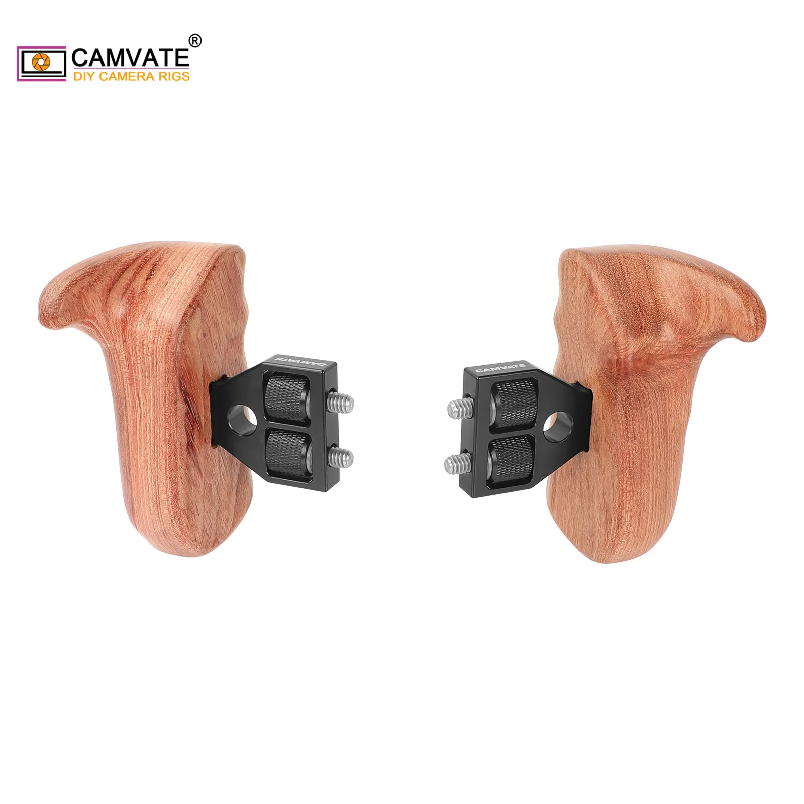Деревянная рукоятка камеры CAMVATE (слева и справа) с разъемом из алюминиевого