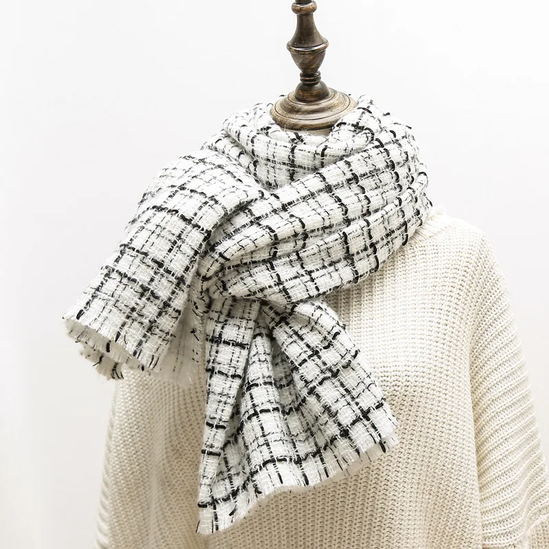 Европейский и американский Небольшой аромат черно-белый клетчатый кашемировый