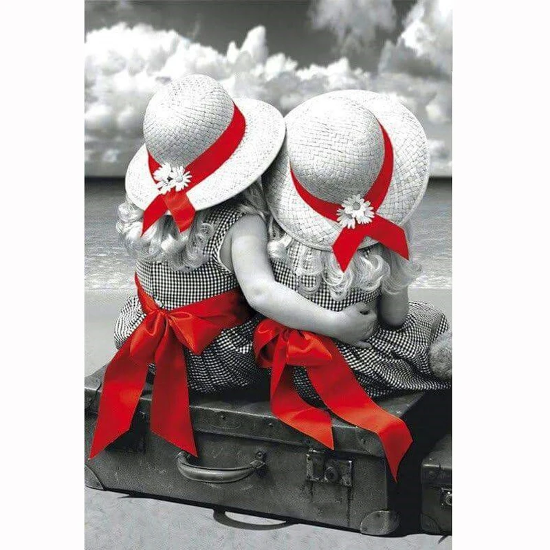 5D алмазная живопись сделай сам вышивка крестиком сестры цветы полноразмерная