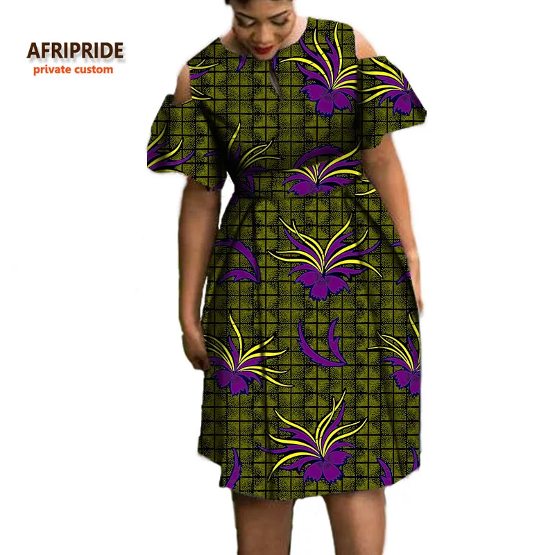 Осенние женские платья AFRIPRIDE, индивидуальное повседневное Хлопковое платье с короткими рукавами и круглым вырезом, длиной до колена, большие размеры, A722545 - Цвет: 548J