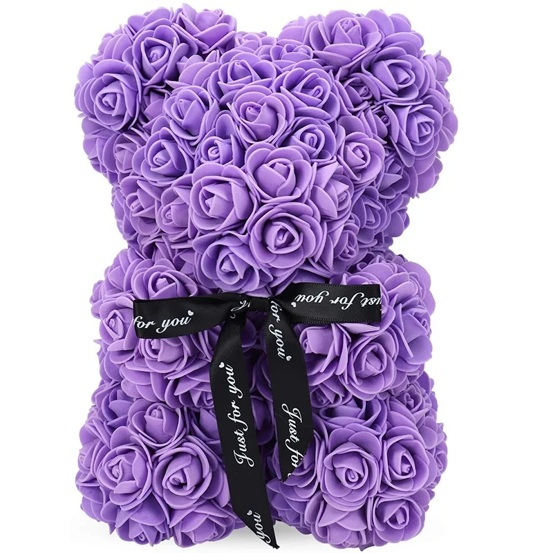 

Розовый медведь, роза, плюшевый медведь, искусственная Роза, медведь, День Святого Валентина, подарок на день матери и годовщину (фиолетовый)