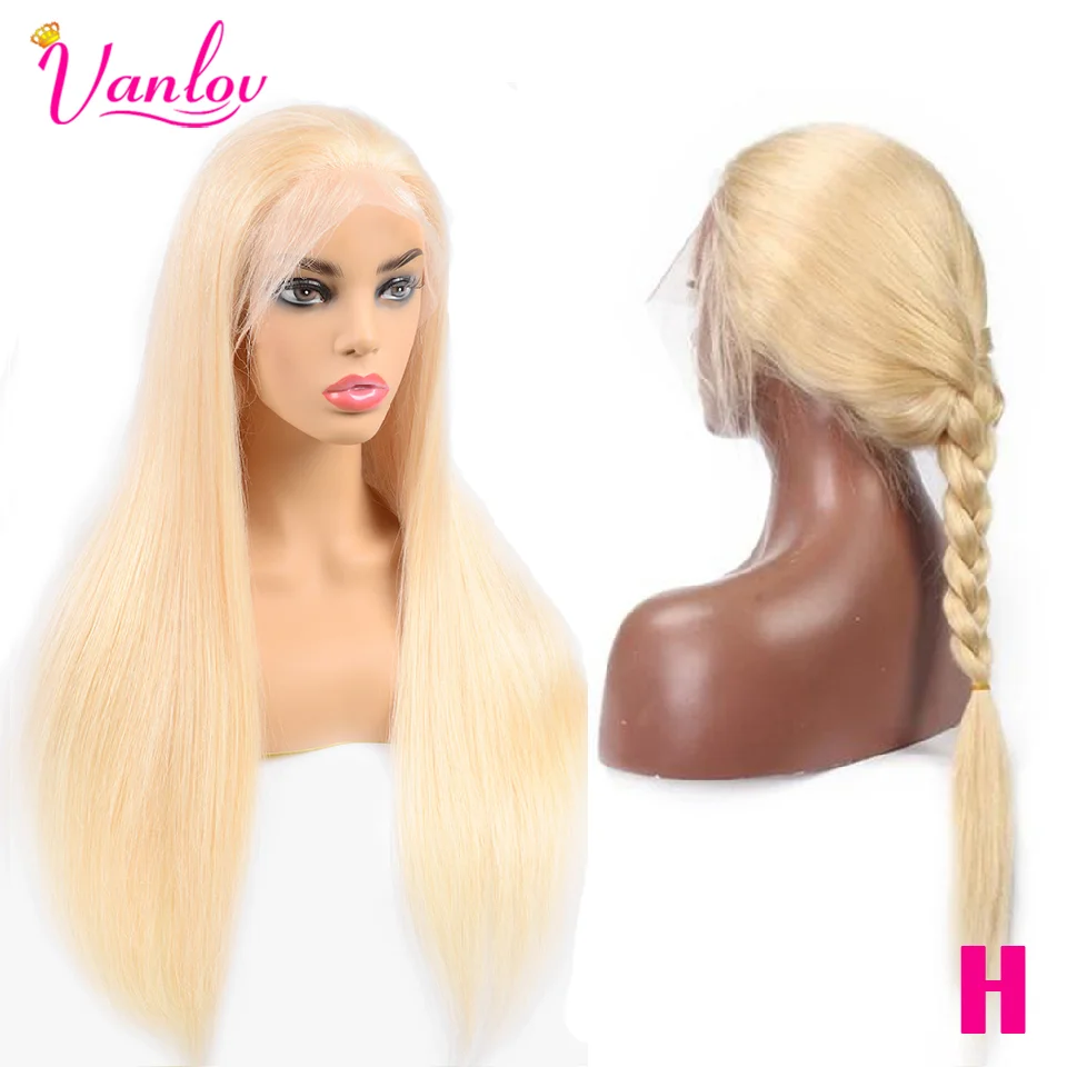 Фото Vanlov волосы #613 13x4 перуанские на кружеве человеческие парики 150% remy блонд прямые