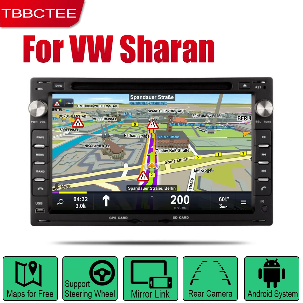Автомагнитола TBBCTEE с DVD плеером Android 2 Din для Volkswagen Sharan 2000 ~ 2004 GPS навигация