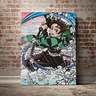 Картина Tanjiro Kamado Kimetsu no Yaiba из аниме на холсте, Декор, настенные картины, украшение для спальни, принты для украшения дома, постер с рассекающим демонов