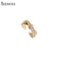 qeenkiss rg750 2022 fine jewelry wholesale fashion trendy woman girl birthday wedding gift cross open aaa zircon 18kt gold ring
