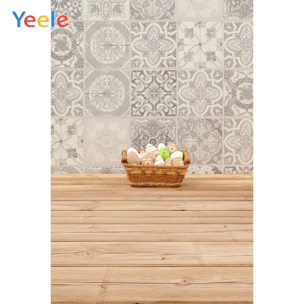 Yeele винтажные дамастские узоры пасхальные яйца деревянные доски детские фоны для