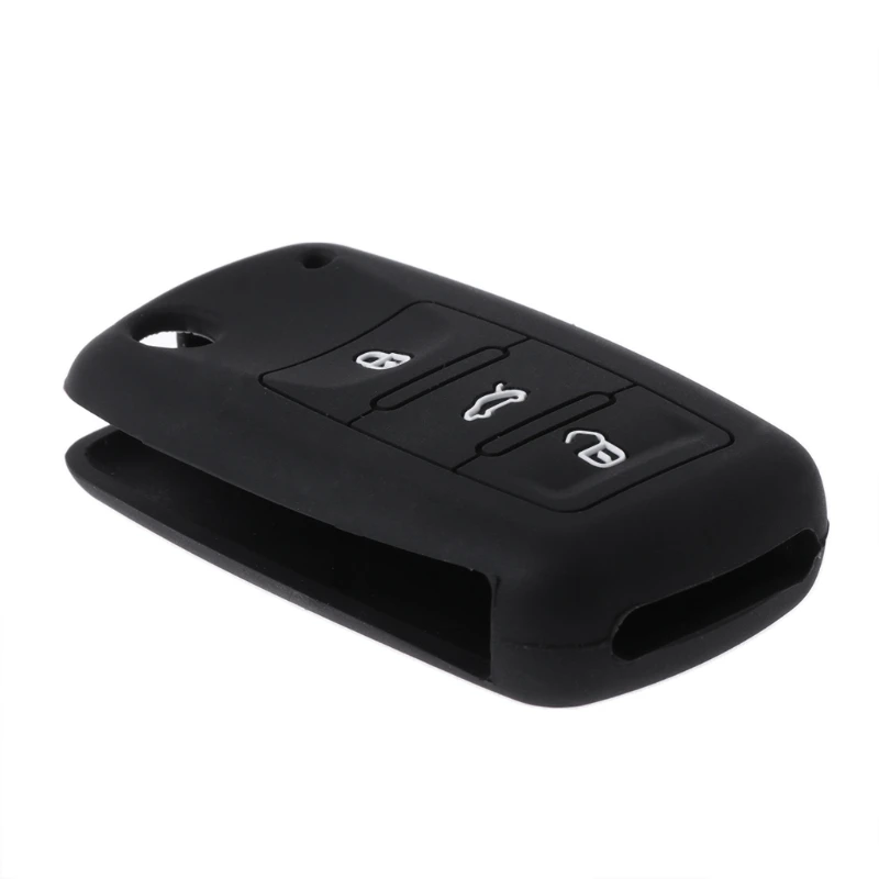 

T3ED Silicone Car Key Fob Cover Case WOLFSBURG Emblem For Tiguan