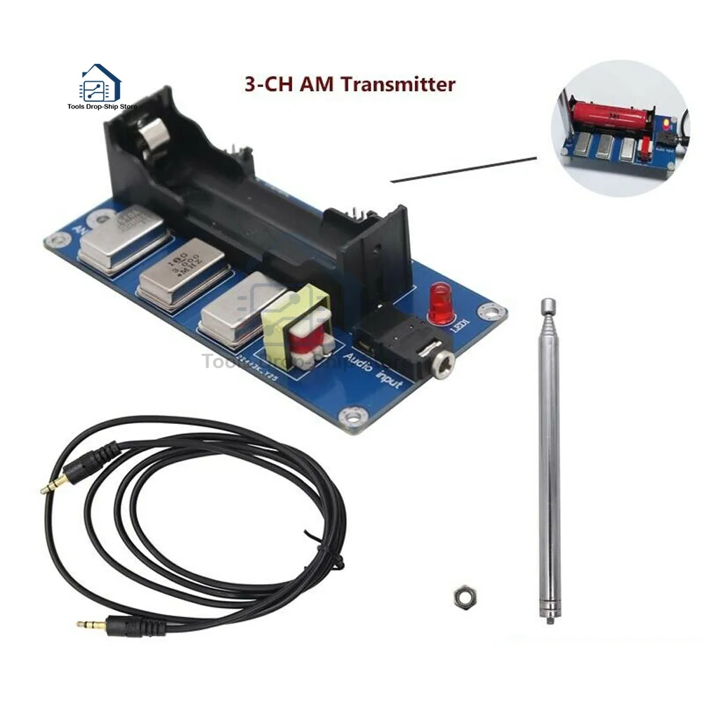 

Finished Board Antenna Audio 3-channel AM transmitter 1MHZ 3MHZ 5MZH with antenna for radio receive player transmitter or phone