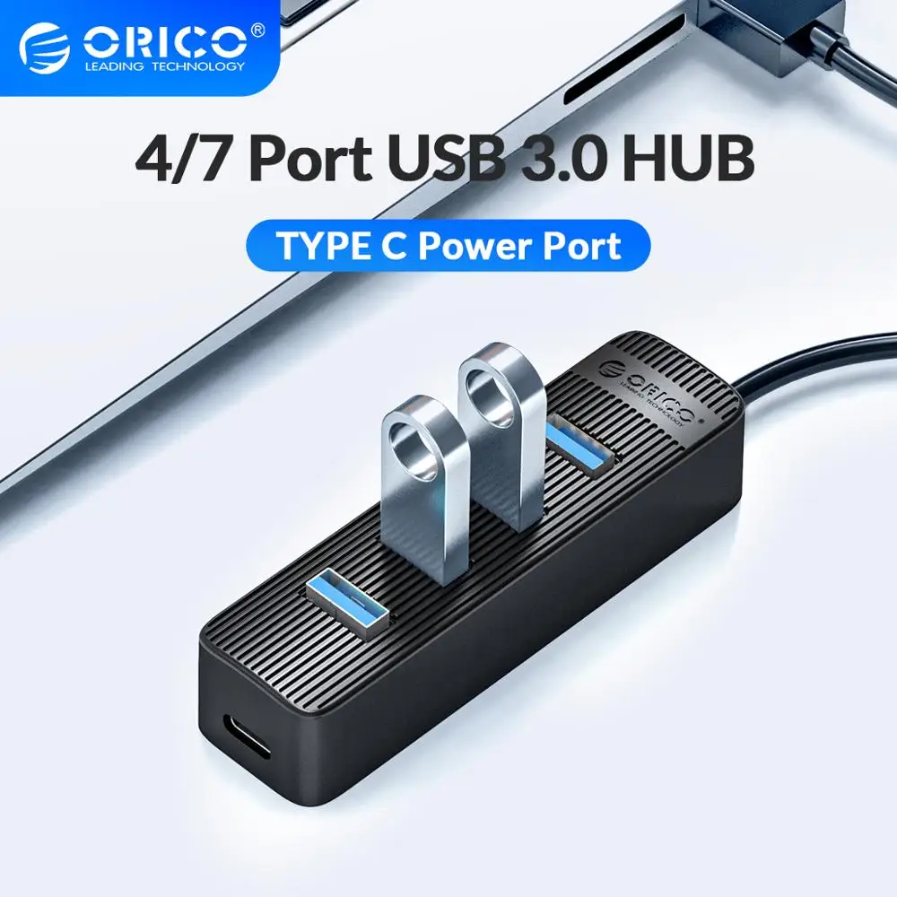 

ORICO 4 Port USB 3.0 HUB With Type C Power Supply Port For PC Laptop Computer Accessories ABS USB Splitter USB3.0 OTG Adapter