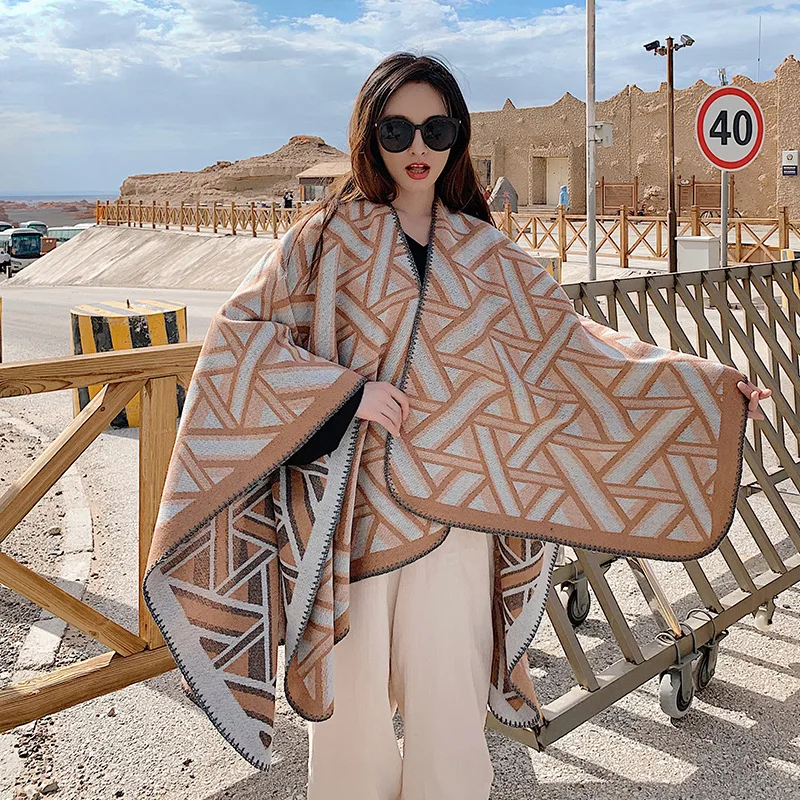 Imitate Cashmere Shawl Sunscreen Winter Keep Warm Dual Purpose Scarf Brigade Time On Vacation Tourism Nation Wind Personality |