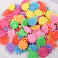 50pcs mixed color cartoon cute flower shape acrylic pendant beads for jewelry making diy handmade bracelets necklace accessories