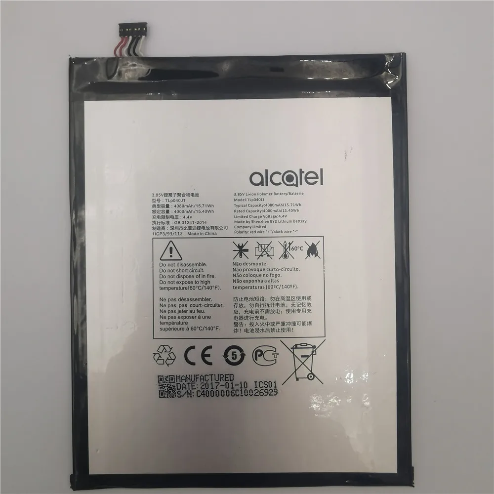 

Аккумулятор TLp040J1 4080 мАч для планшета Alcatel A30, 9024 Вт, аккумулятор для планшетного ПК