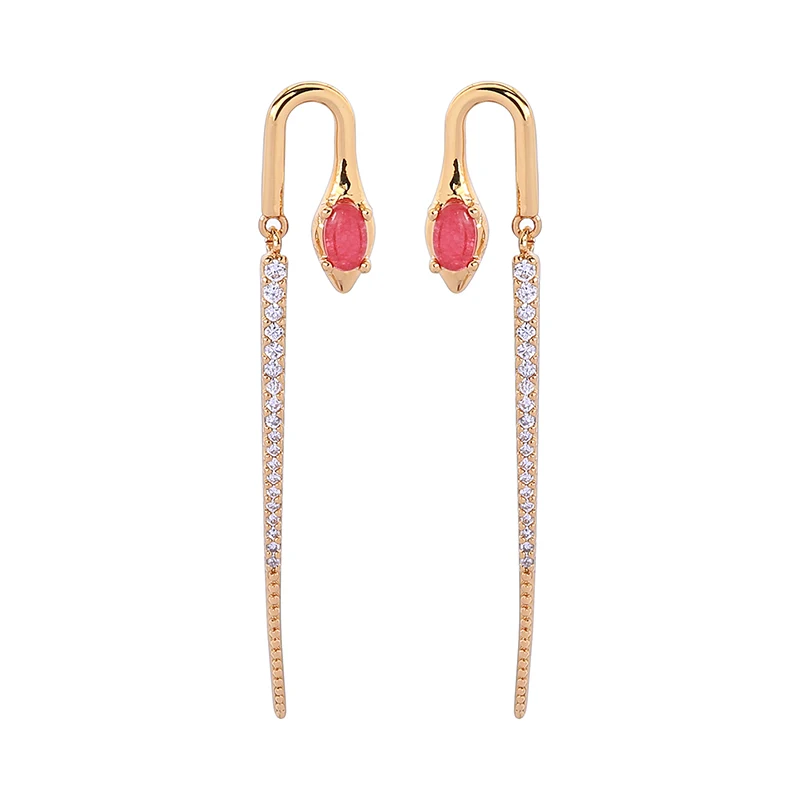 Винтажные длинные висячие серьги в форме змеи с цирконом для женщин Элегантные