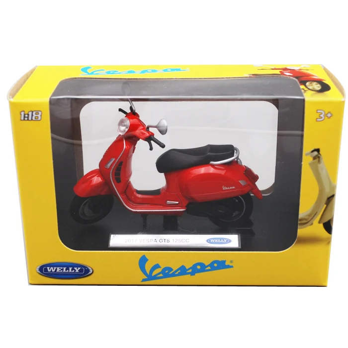 Welly 1/18 VESPA GTS 2017 куб. См скутер мотоцикл литая модель с дисплеем игрушка для детей
