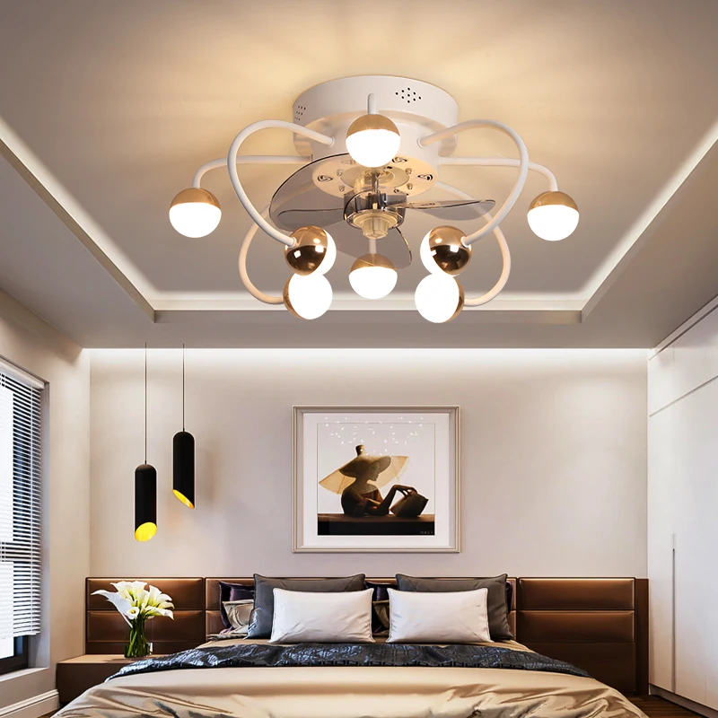 

Decorative DC ceiling fan, ceiling fan with LED light, modern remote control, simple, with fan, dining room, living room, home