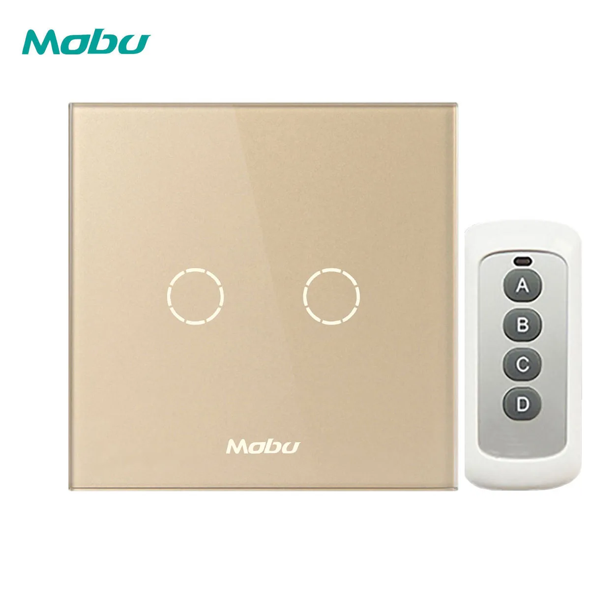 Gold Y602B Mobu EU/UK стандартный настенный светильник сенсорный выключатель, использовать с пультом дистанционного управления 2Gang 1-way переключатель с дистанционным управлением - Цвет: Gold Y602B