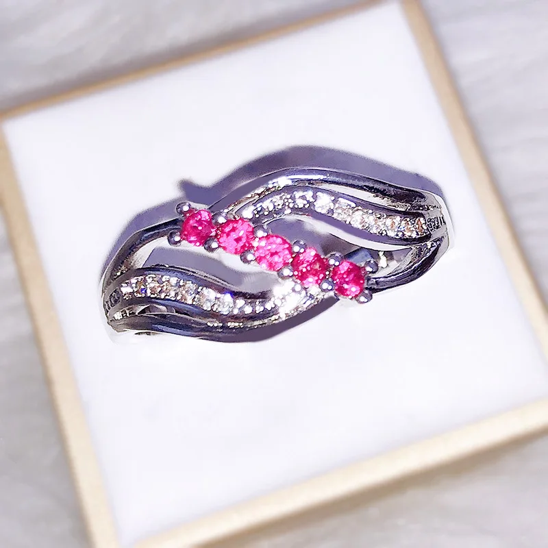 

Exquisite Jewelry Red Crystal Ring Personality Simple Ladies Valentine's Day To Send Girlfriend A Romantic Gift