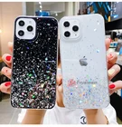 Чехол для Apple iphone 12 Pro Max mini, 11, XR, X, XS Max, SE 2020, 7, 8, 6, 6S Plus, 5, 5s, прозрачный, с блестками