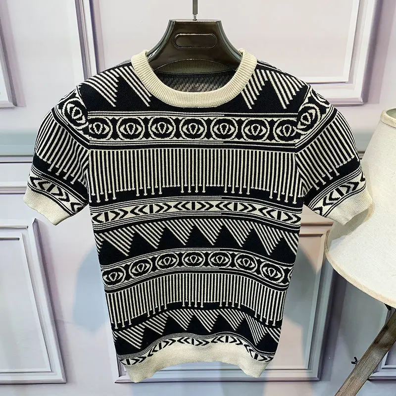 Осень-Зима Новая трикотажная одежда Мужской Жаккардовый свитер с коротким