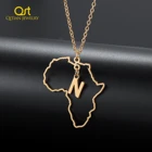 Ожерелье-цепочка с подвеской в виде карты Африки с инициалами, ювелирные изделия из нержавеющей стали карты Африки, Золотое колье для женщин и мужчин, подарок