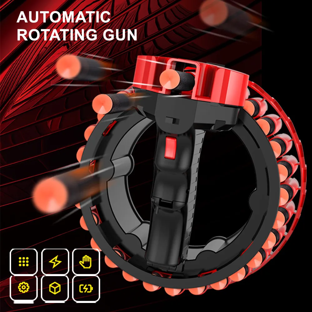 Игрушечный пистолет JTY Электрический вращающийся ручной 28 шт. высокоскоростной