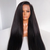 italian yaki straight human hair lace front wigs pre plucked hairline yaki straight 5x5 lace closure wigs for black women