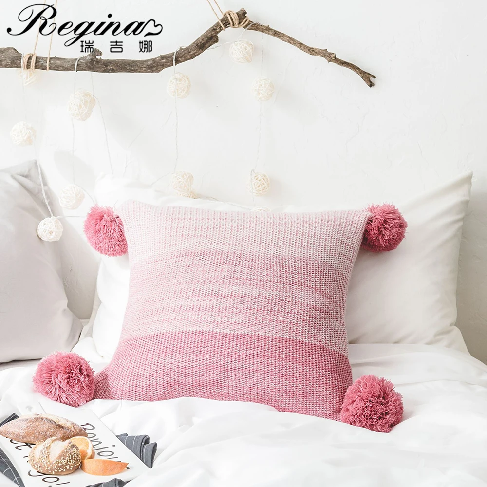 Наволочка на подушку цвета градиента розовая серая | Дом и сад