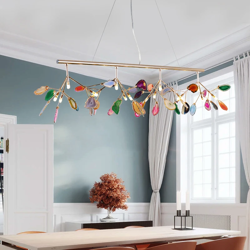 Люстра цветная для гостиной современный светильник с роскошными ветвями из