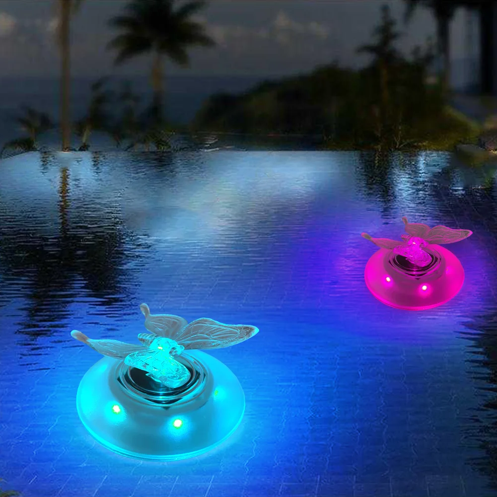 

Solar LED Float Lamp RGB Color Change Butterfly Dragonfly Outdoor Garden Pond Water Light Swimming Pool Underwater Lights