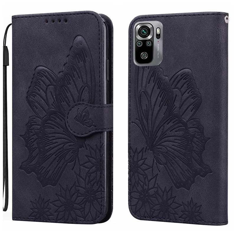 retro big butterfly flip leather phone case for xiaomi mi 11 redmi note 10 10s 9 9s 8 pro 9t poco f3 m3 x3 nfc holder book cover free global shipping