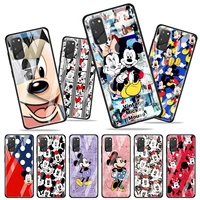 mickey mouse cartoon cute for samsung galaxy s20 fe ultra note 20 s10 lite s9 s8 plus luxury tempered glass phone case cover
