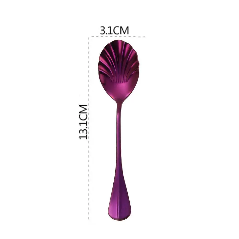 

KITPIPI Shell Shape Steel Spoon With Long Handle Restaurant Cream Dessert Accessories Spoon Ice Scoops Kitchen F9A1