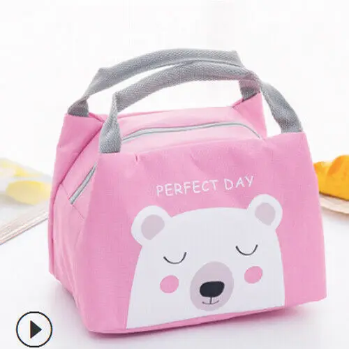 pink panda Портативный изолированный тепловой еды пикника коробка-сумка для обеда мультфильм сумки Сумка для женщин девочек детей - Цвет: pink panda
