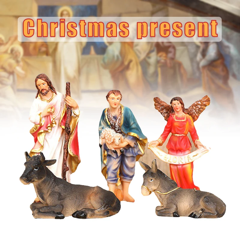 

Статуэтка на тему Рождества, изделие из окрашенной смолы, креативное рождественское настольное украшение для дома, гостиной, спальни, магаз...