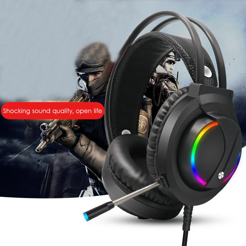Игровая гарнитура USB 3 5 мм Проводная RGB Gamer наушников 7 1 объемный стерео наушники с