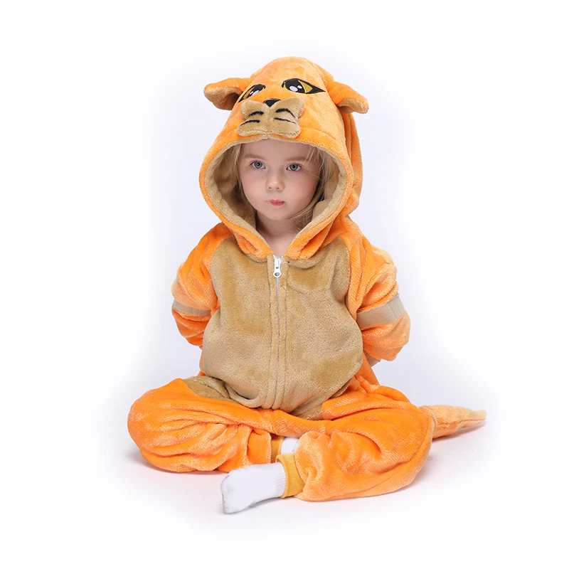 Для детей с изображением животных Оранжевый кот Kigurumis Onesie Пижамный костюм ночная
